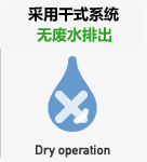 采用干式系统，无废水排出